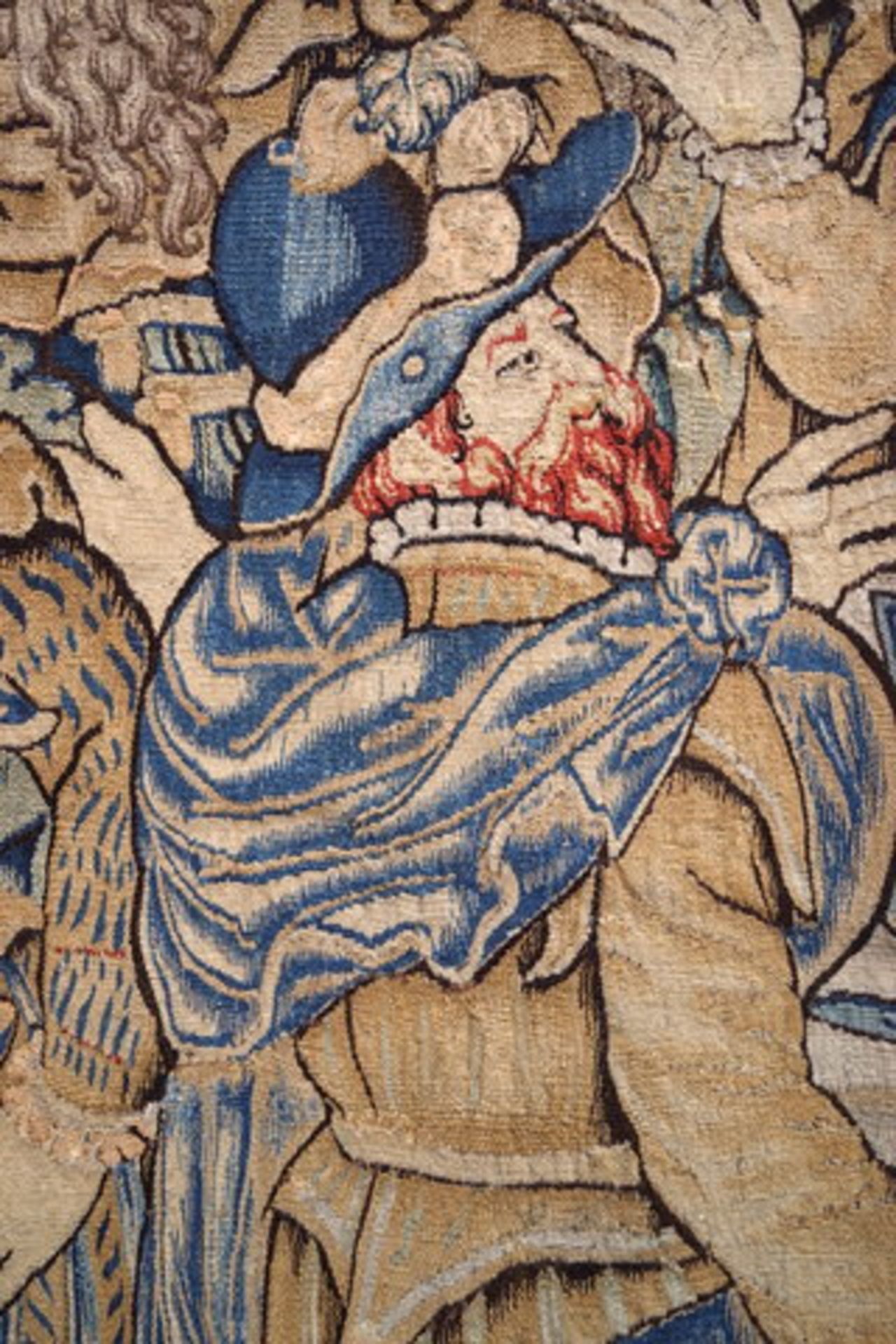 Große flämische Tapisserie des frühen 17. Jhd.Wolle mit Naturfarben, Darstellung eines Königlichen - Bild 3 aus 6