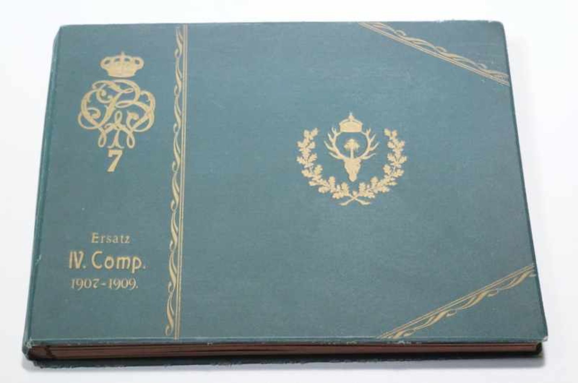 Album Jagdcorps, "Ersatz IV.Comp. 1907-1909"Leinengebundenes Album des Jagdcorps mit insgesamt 16