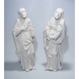 2 Assistenzfiguren Johannes und Maria, 2. H. 18. Jhd.Aus Lindenholz geschnitzt, weiß-poliment