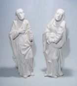 2 Assistenzfiguren Johannes und Maria, 2. H. 18. Jhd.Aus Lindenholz geschnitzt, weiß-poliment