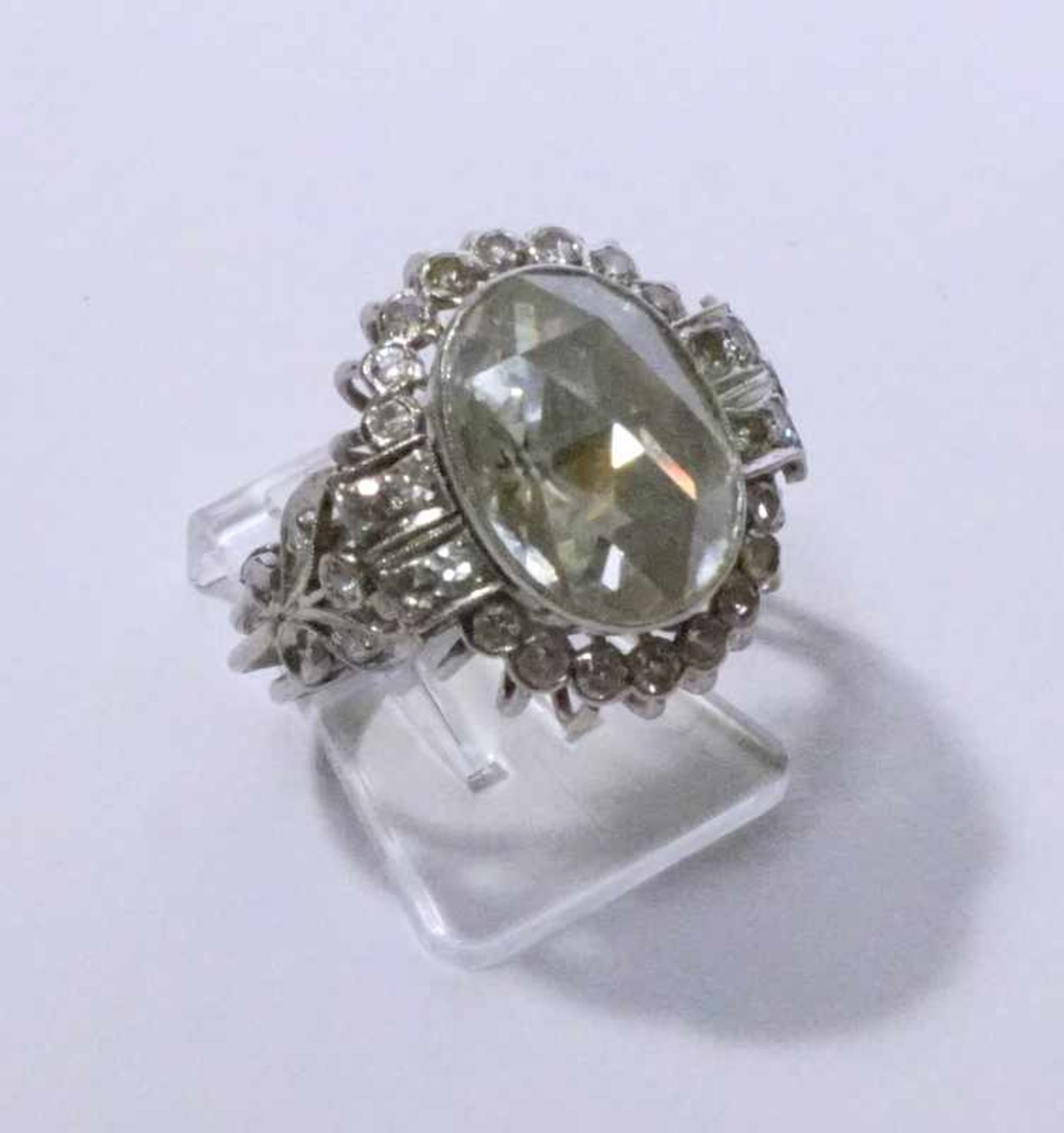 Jugendstil Ring mit zentraler grosser Diamantrose,aussergewöhnlicher Cocktailring mit zentraler