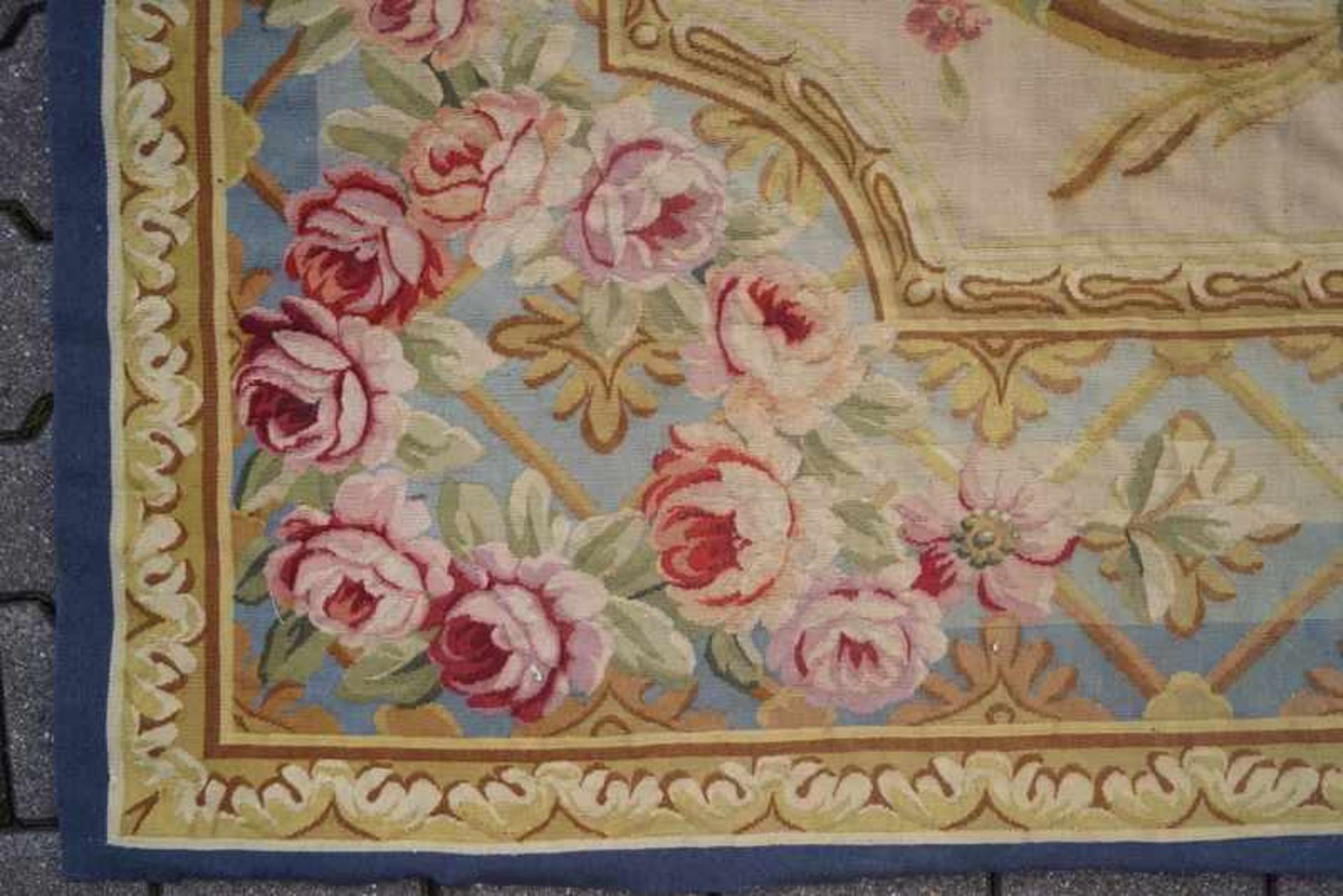 grosser Aubusson Teppich im Louis XIV StilFlachgewebe, Handarbeit, Anilin und Naturfarben, - Bild 2 aus 4