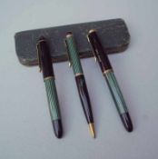 Pelikan Set 3 tlg. mit Pelikan 300, 1952-57 und 5 KugelschreiberDruckstift, Kugelschreiber und