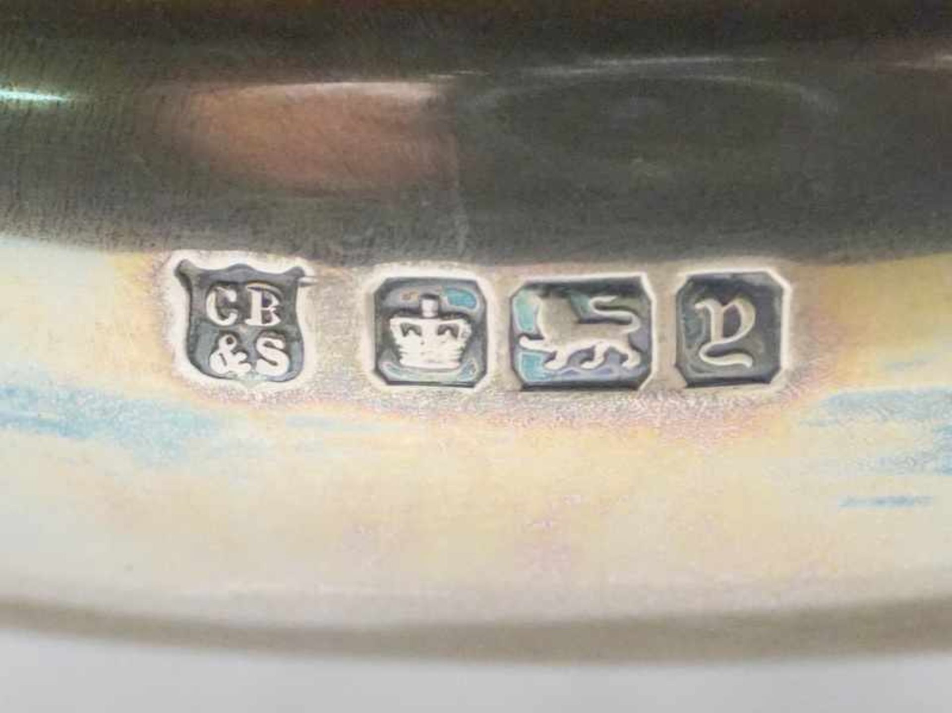 Silberschale, Sheffield, Sterling Silberrund, auf drei kleinen Tierfüßchen stehend, ausladender - Image 2 of 2