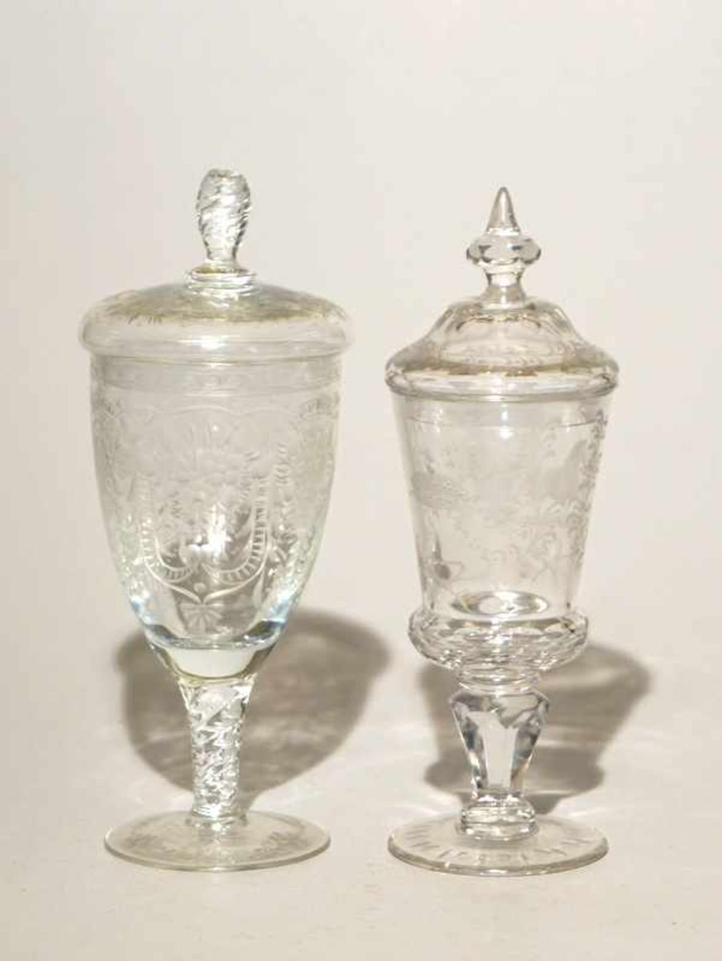 Rosenthal, Kristall: Konvolut Sammlerglas, u. A. Deckelpokal nach barockem Vorbild5-teilig,