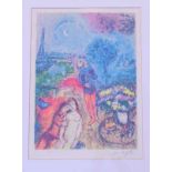Chagall, Marc (nach) (1887Peskowatik-1985 Saint-Paul-de-Vence): Farblithographie: Die LiebendenAuf