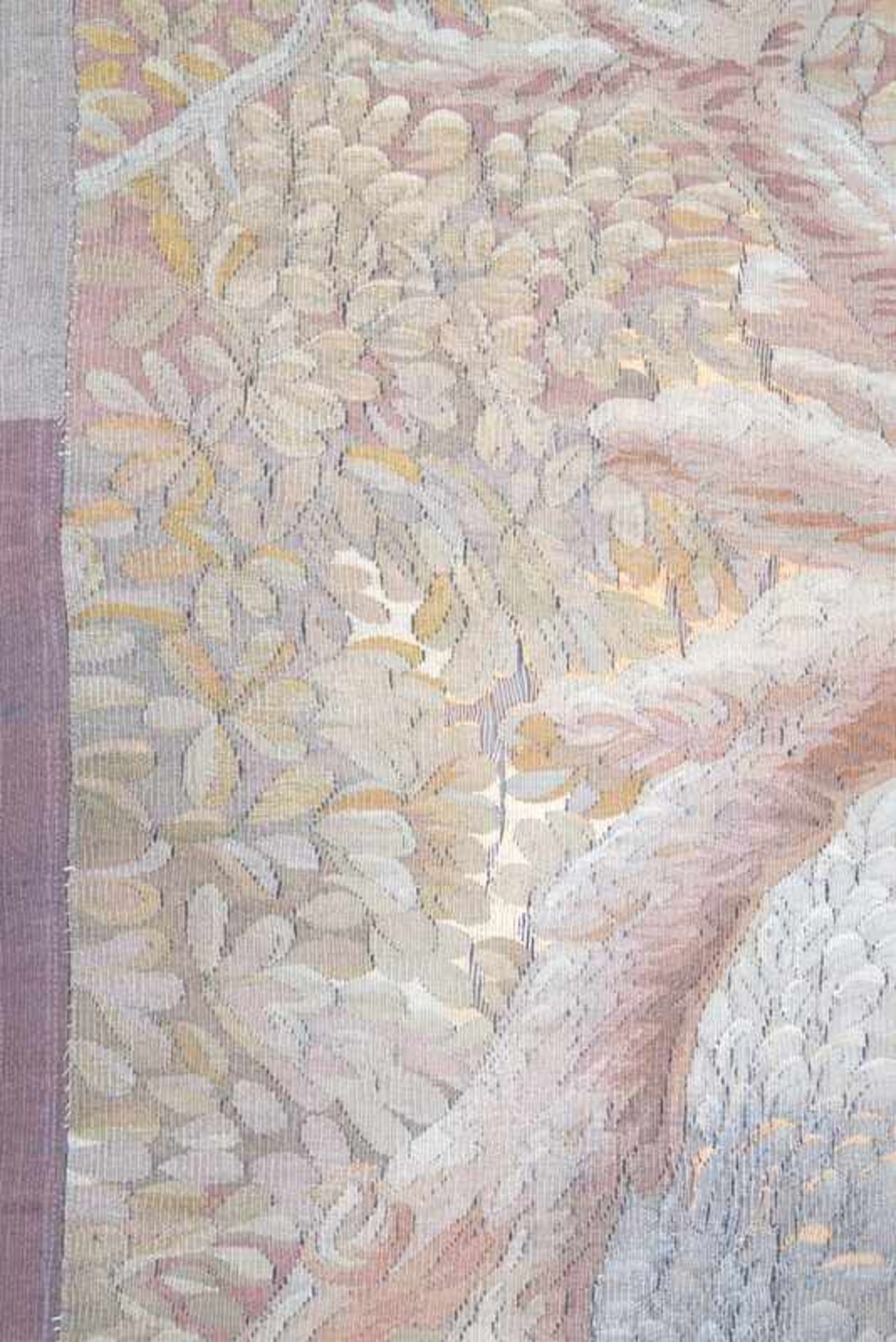 Gobelin mit Galanter Szene - Aubusson 1. H. 18. Jhd.Wolle mit Naturfarben, Flachgewebe, - Bild 6 aus 10