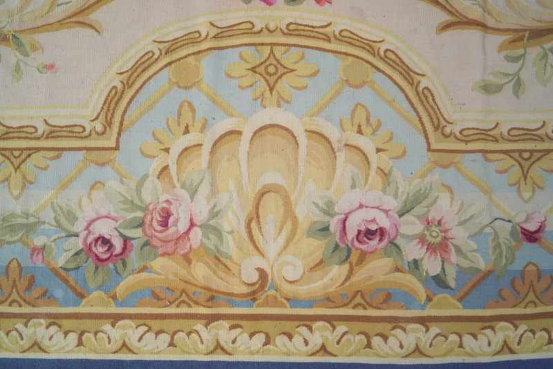 grosser Aubusson Teppich im Louis XIV StilFlachgewebe, Handarbeit, Anilin und Naturfarben, - Bild 4 aus 4