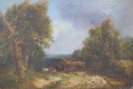 Hooper, John Horace attr.: Englische Landschaft mit Pferdefuhrwerk, Ende 19. Jhd.Öl auf Leinwand,