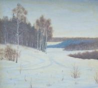 WinterlandschaftÖl/ Lw., ohne erkennbare Signatur, wohl Darstellung einer russischen Landschaft,