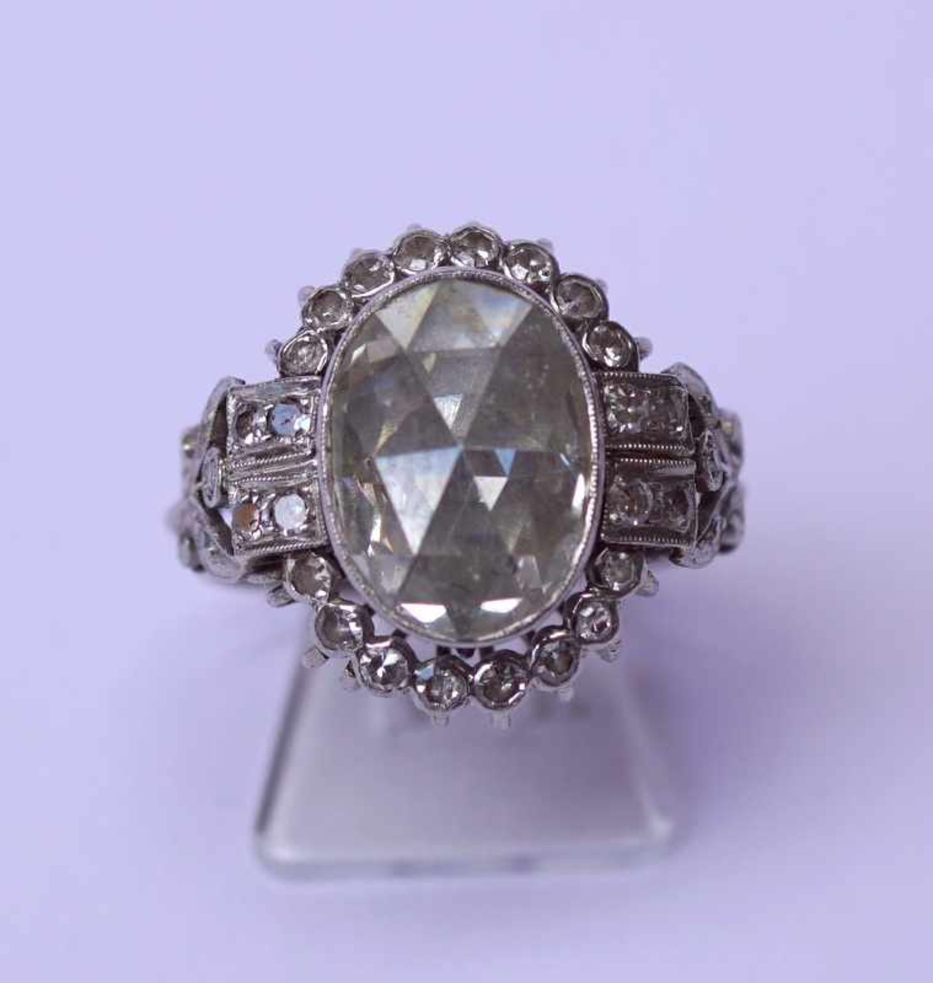 Jugendstil Ring mit zentraler grosser Diamantrose,aussergewöhnlicher Cocktailring mit zentraler - Image 2 of 2
