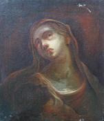 Trauernde Madonna mit Christuskind im Arm, 18. Jhd.Öl auf Leinwand, Maße 50x59cm, doubliert,