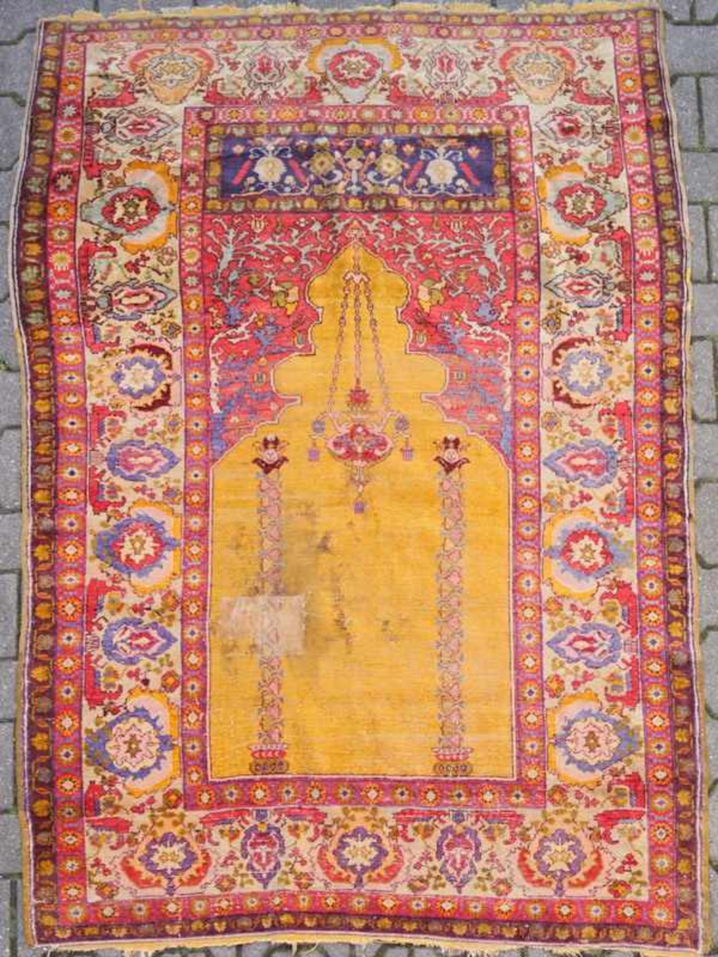 2 Antike Türkische Gebetsteppiche, 19. Jd.Naturfarben, Gebetsniesche mit floralen Ornamenten,
