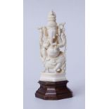 Ganesha, Elfenbein geschnitzt, Indien18cm bzw. 22cm, auf Mahagonysockel.