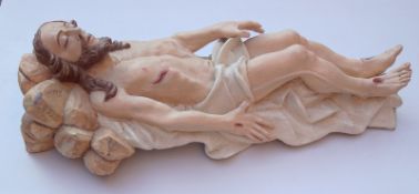 Christus auf dem Totenbett, 19. Jhd.Christus vom Kreuz abgenommen und auf Leichentuch aufgebahrt,