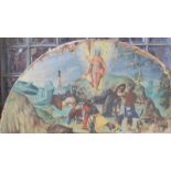 Auferstehung Christi im Halbtondo-Gemälde, wohl Donauschule, um 1550Christus mit dem
