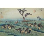 Hiroshige, Ando (1797-1858): Zwei Grafiken aus der Folge "Die 53 Stationen des T?kaid?"Takaido