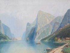 Bertold, Carl (1870): Ansicht des Hardanger FjordesÖl auf Leinwand, unten rechts signiert, 60 x