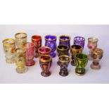 Große Sammlung Ranftbecher, Böhmenfarbloses Kristallglas mit verschiedenen Schliffdekoren, Farben