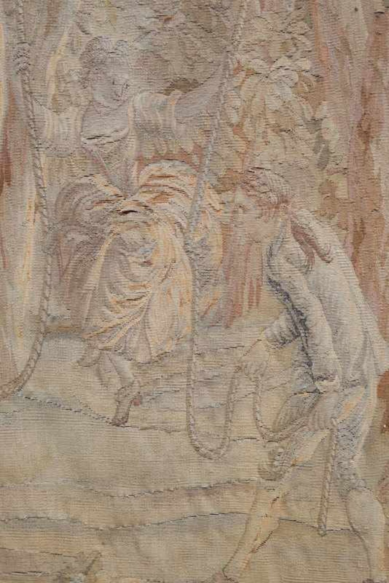 Gobelin mit Galanter Szene - Aubusson 1. H. 18. Jhd.Wolle mit Naturfarben, Flachgewebe, - Bild 10 aus 10