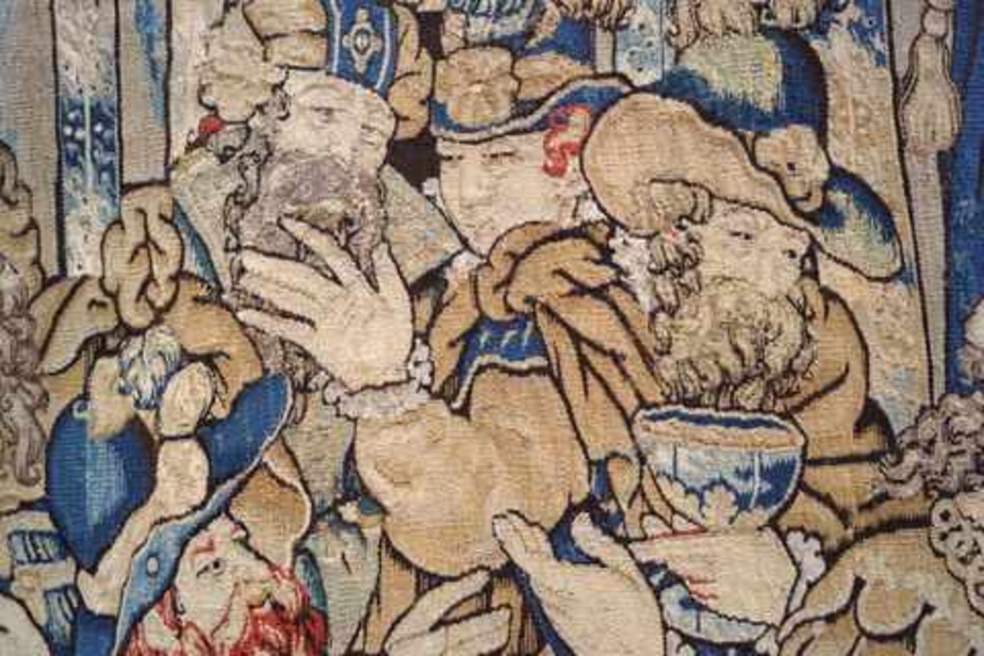 Große flämische Tapisserie des frühen 17. Jhd.Wolle mit Naturfarben, Darstellung eines Königlichen - Bild 6 aus 6