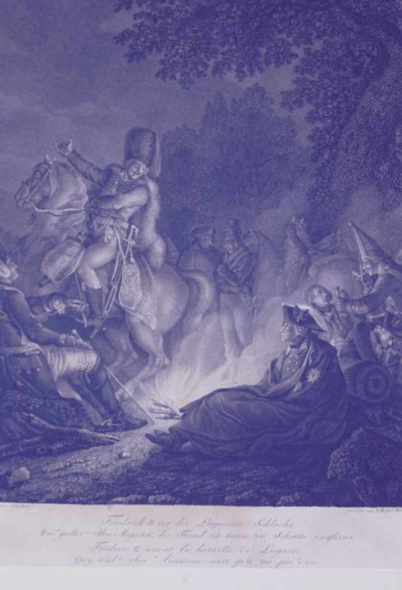 Friedrich der Große vor der Liegnitzer Schlacht 1760beim nächtlichen Wachtfeuer überbringt der Major