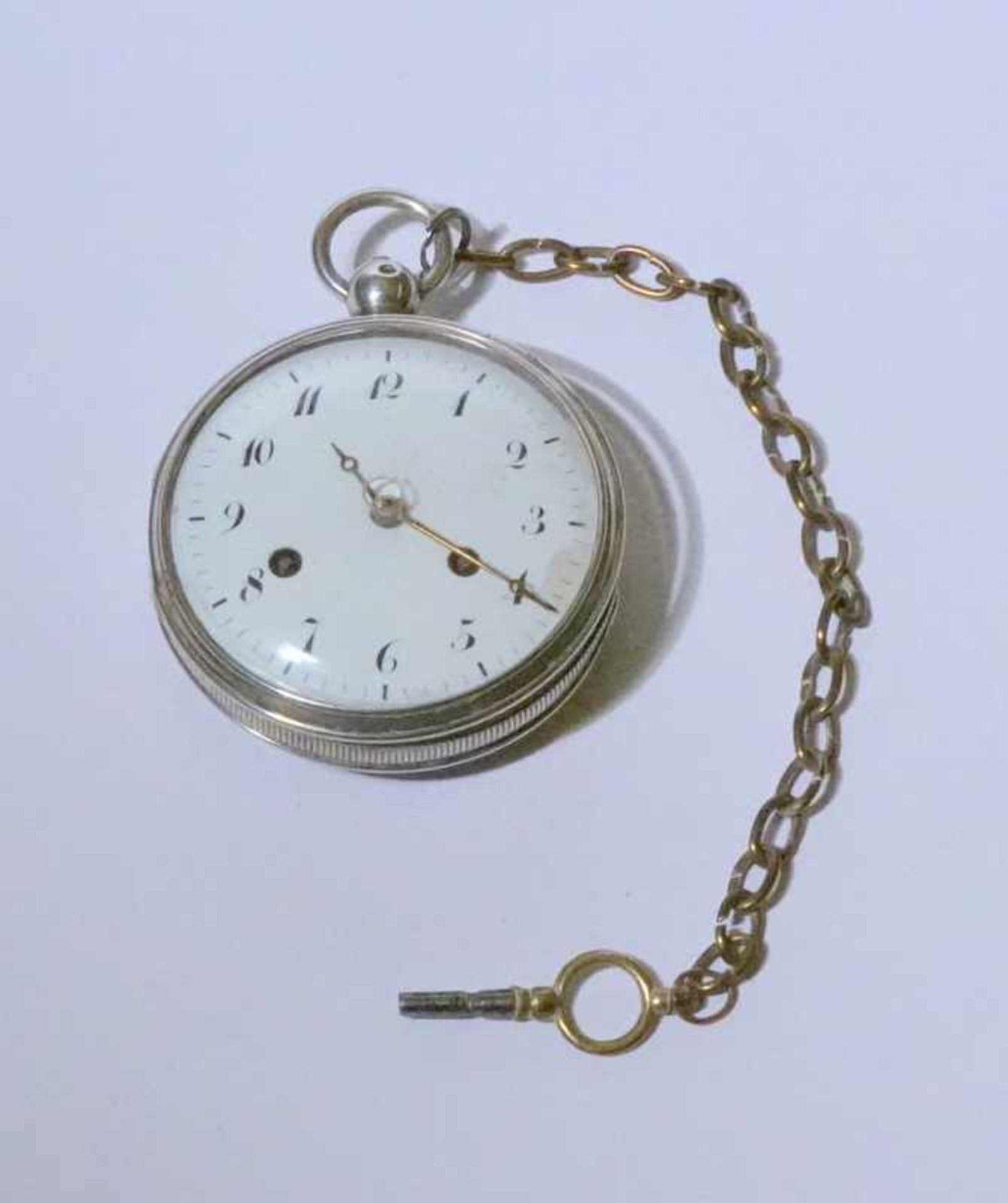 Französische Herrentaschenuhr mit Repetition, vor 1838große Taschenuhr mit Silbergehäuse, weißes