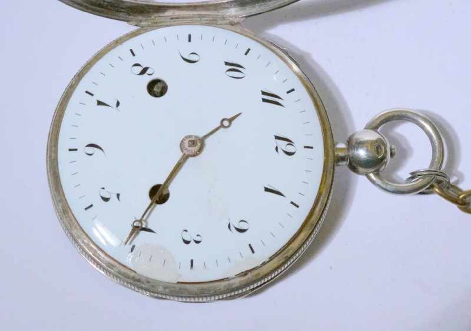 Französische Herrentaschenuhr mit Repetition, vor 1838große Taschenuhr mit Silbergehäuse, weißes - Image 2 of 5