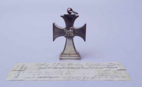 Versehkreuz von Kardinal Johannes von Geissel, Köln 1848Silbernes Kreuz, Meistermarke, Malteserkreuz