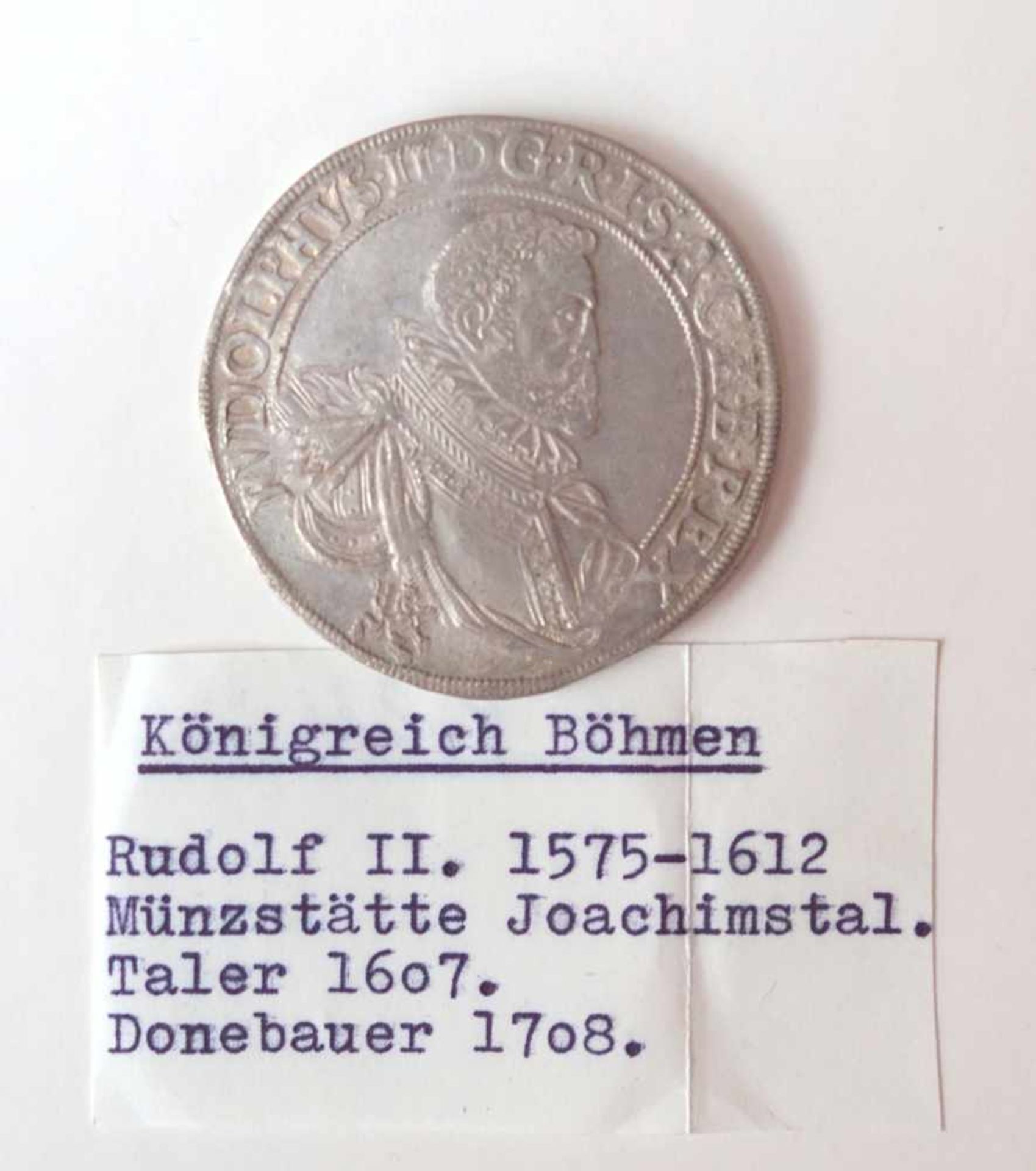 Königreich Böhmen, Rudolf II. 1575-1612, Taler von 1607VS: Brustbild Rudolf II. nach rechts,