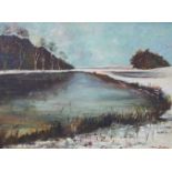 Bakker, Jean Jesse (1903-1944 - Sohn von Jan Bakker Niederlande): Flusslandschaft im WinterÖl auf