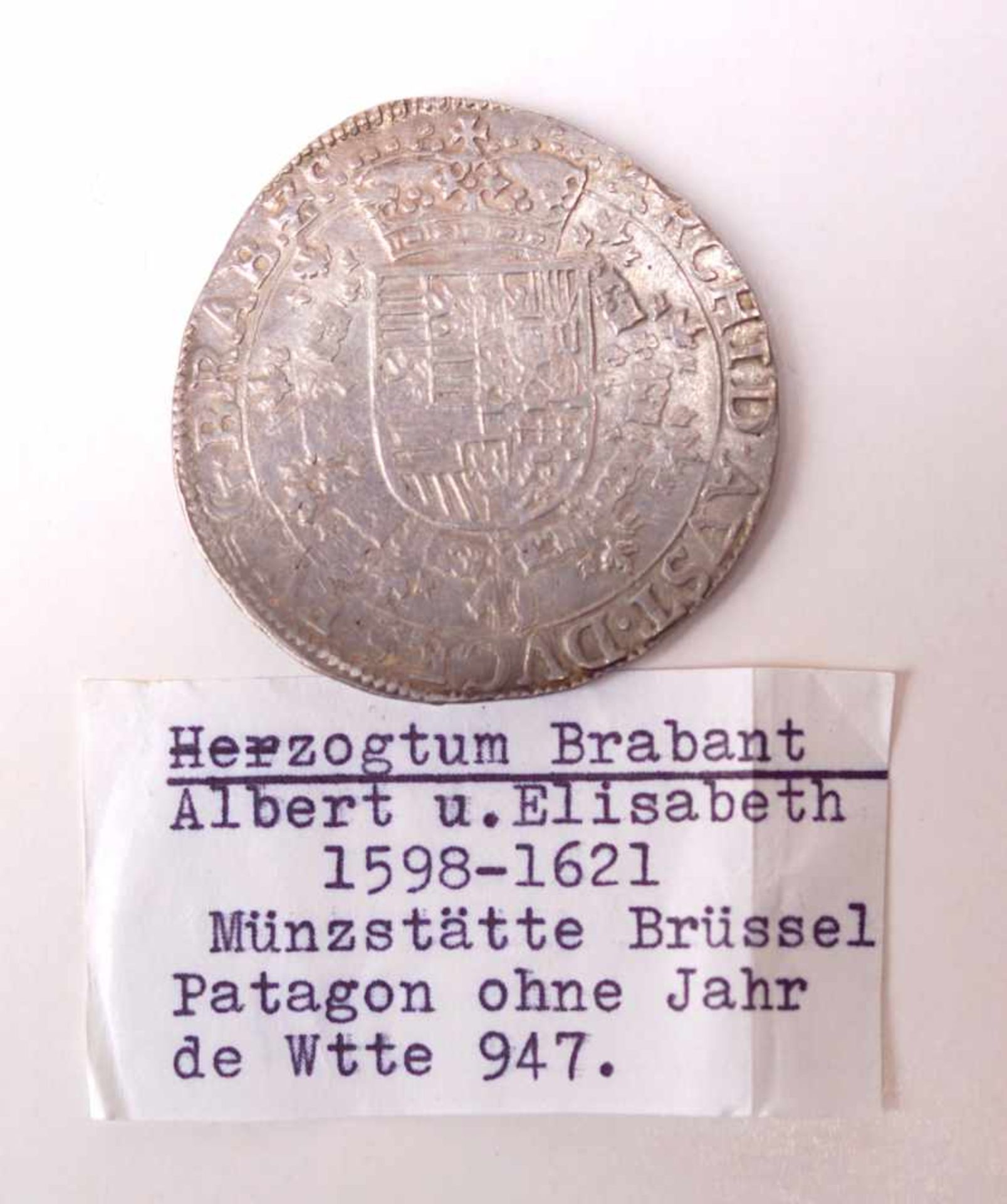 Herzogtum Brabant, Albert und Elisabeth 1598-1621, Patagon o.J.VS: bekröntes Adreaskreuz mit