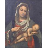 Costa, Lorenzo (Ferrara 1460-1535 Mantua): Maria mit dem Kind, Renaissance, Italien, um 1550 Öl