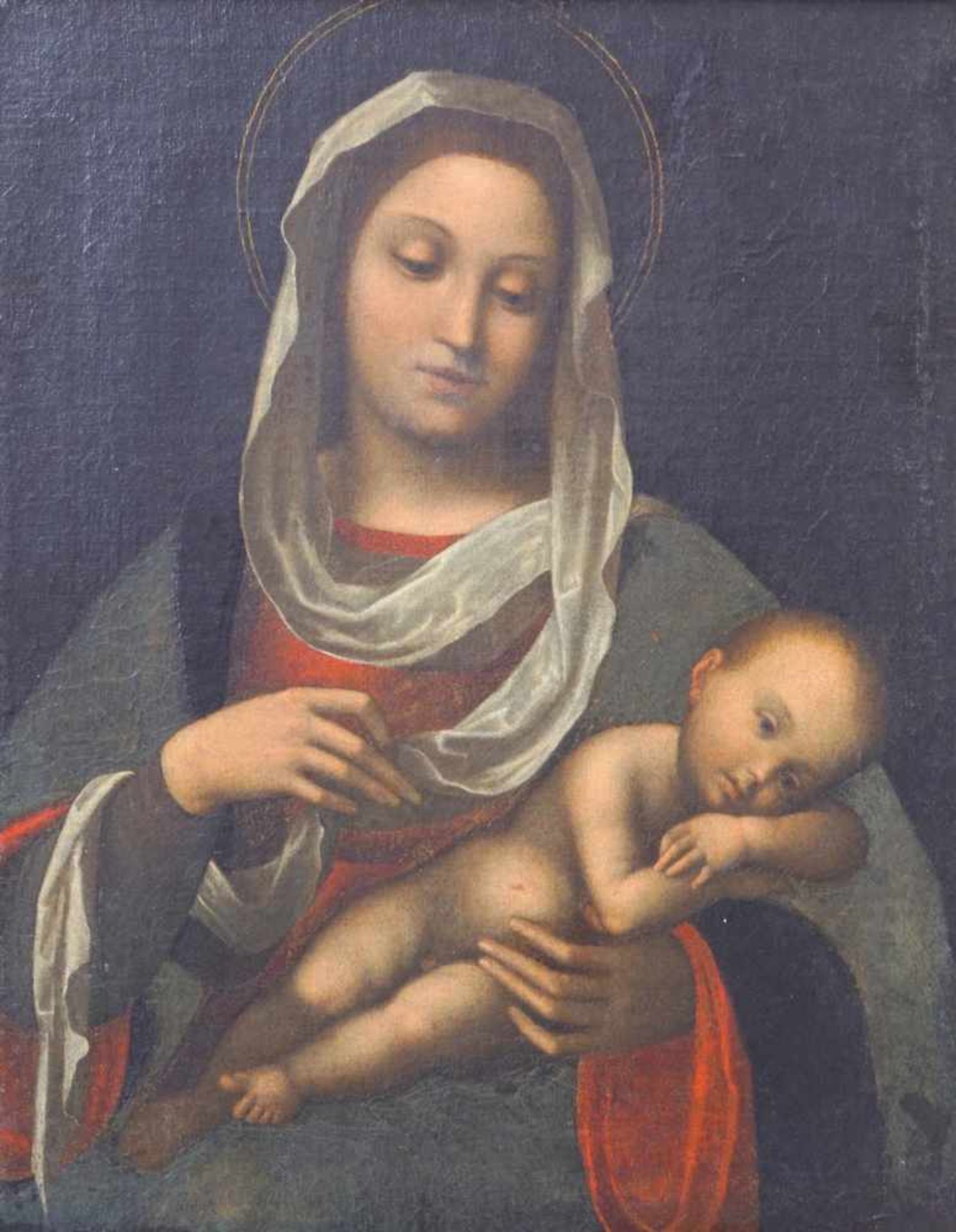 Costa, Lorenzo (Ferrara 1460-1535 Mantua): Maria mit dem Kind, Renaissance, Italien, um 1550 Öl