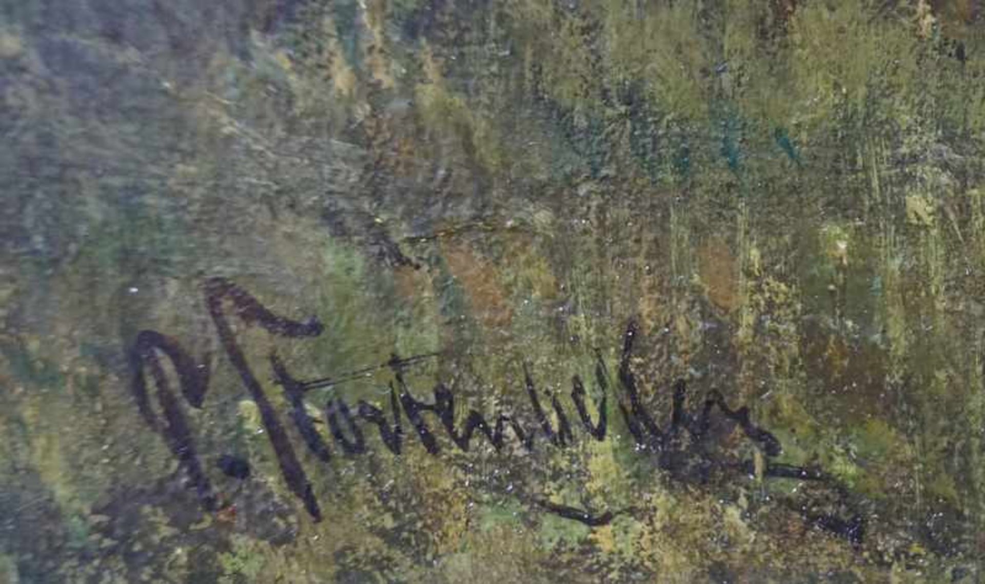 Abendliche Heidelandschaft mit Schäfer und SchafenÖl auf Mahagonipaneel, unten links signiert ( - Image 4 of 4