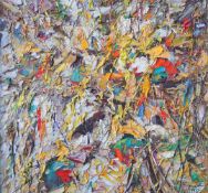 Abstraktes, polychromes Gemälde, 2. Hälfte 20. Jhd.Großformatiges, im abstrakten Expressionismus