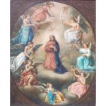 Krönung Christi mit acht Schutzengeln, Österreich, 18. Jhd.Andachtsbild, in einem gemalten,
