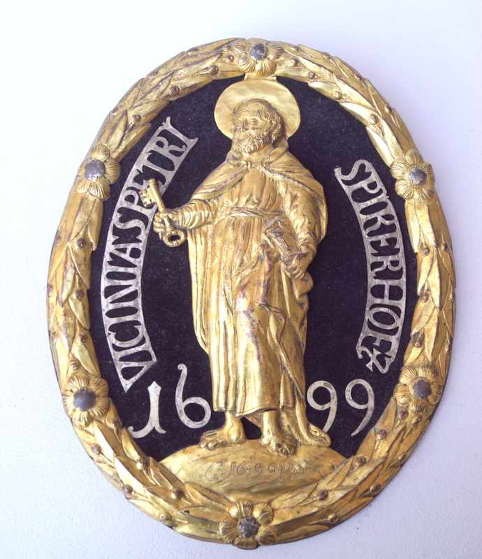 Wappenschild der St. Petri Bruderschaft Spiekerhof in Münster von 1699Zur Geschichte: Das