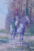 Dubois, Maurice (1869 - 1944): Französischer Dragoner zu Pferde, dat. 1913Aquarell auf Bütten, unten