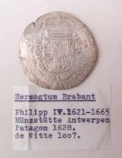 Herzogtum Brabant, Philipp IV. 1621-1665, Patagon von 1628VS: bekröntes Andreaskreuz mit