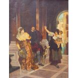 italienischer Maler der Jahrhundertwende: Venezianisches Interieur mit elegantem Paar und