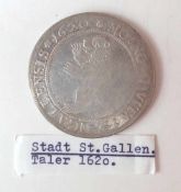 Stadt Gallen, Taler von 1620VS: Das Wappentier der Bär der Stadt St. Gallen, Umschrift: MO:NO:
