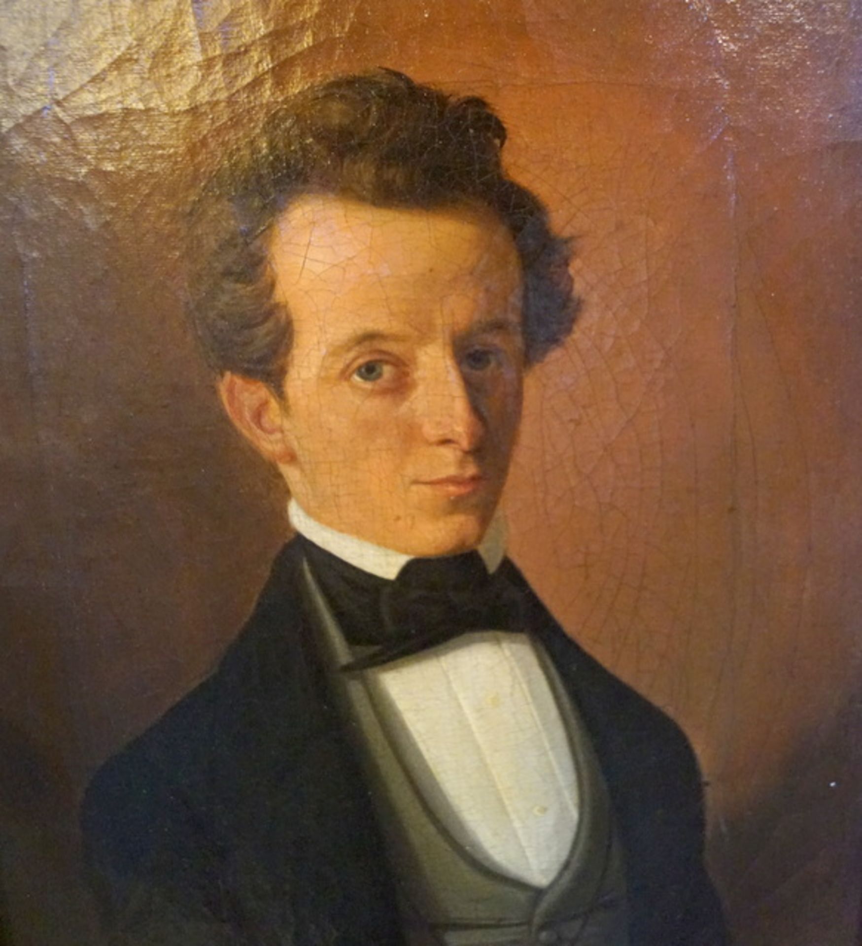 Kleinformatiges Herrenporträt, um 1830 Halbfigurenporträt eines Mannes im Dreiviertelprofil, - Bild 3 aus 4