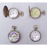 Vier Taschenuhren, z.T, deutsch, 19. Jhd.Zwei davon aus Silber, eine mit einem besonders schönen