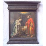 Tafelmalerei, Hl. Familie, Westfalen, 16. Jhd.Öl auf Eichenpaneel, Darstellung der Hl. Familie,