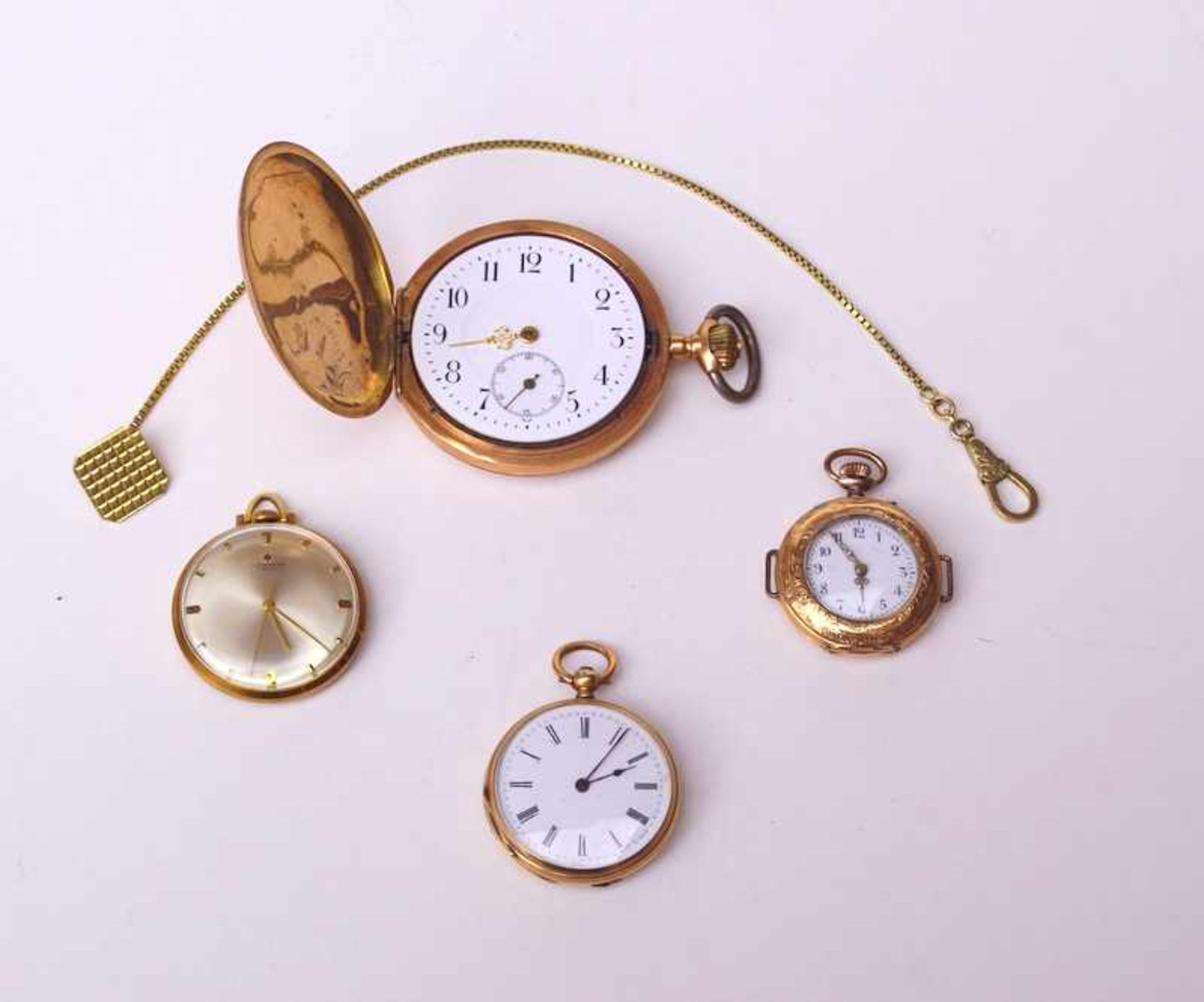 4 Golden Uhren jew. 585er und 333er Gold, UhrenketteSavonette, besch., Fehlstellen, sowie 2 - Bild 3 aus 3