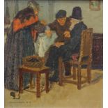 Ludwig Heinrich Heyne (*1878 Düsseldorf - 1914 Douvrin): "Der Besuch", 1913Genremalerei, die zwei