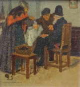 Ludwig Heinrich Heyne (*1878 Düsseldorf - 1914 Douvrin): "Der Besuch", 1913Genremalerei, die zwei