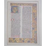 Großes Goldinitaleblatt aus Stundenbuch des 15. Jhd.Pergamentblatt mit handgeschriebenem