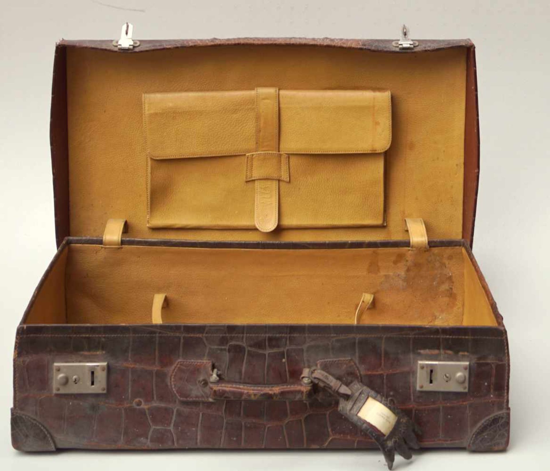 Großer, hist. Koffer des Art Deco, um 1930Krokodilleder und anderes, handgearbeiteter Reisekoffer - Bild 5 aus 7